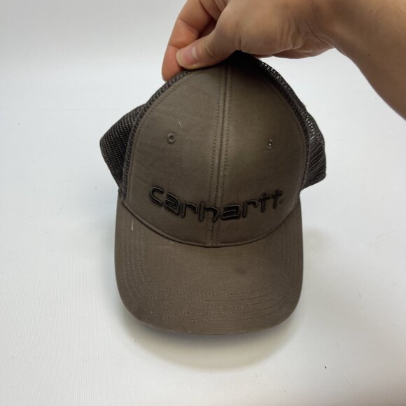 Carhartt Force Canvas Mesh-Back Logo Graphic SnapBack Trucker Hat Grey / Green - Picture 10 of 10